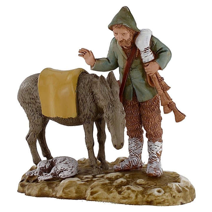 Bagpiper with donkey 10 cm Landi Moranduzzo