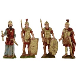 Conjunto de 3 soldados y Rey Herodes cm 10 Landi Moranduzzo