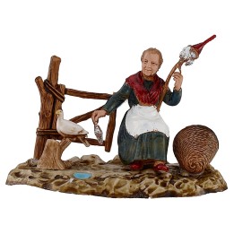 Vieja que hila con paloma serie 10 cm Landi Moranduzzo