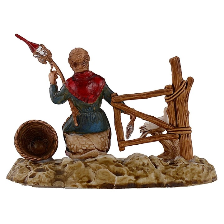 Old lady spinning with dove series 10 cm Landi Moranduzzo