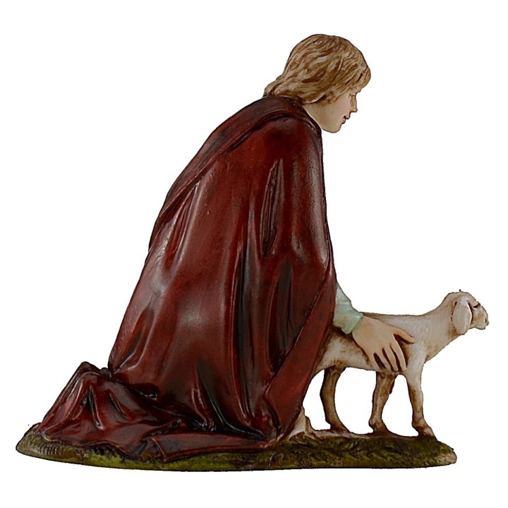 Shepherd caressing the lamb 10 cm series Landi Moranduzzo