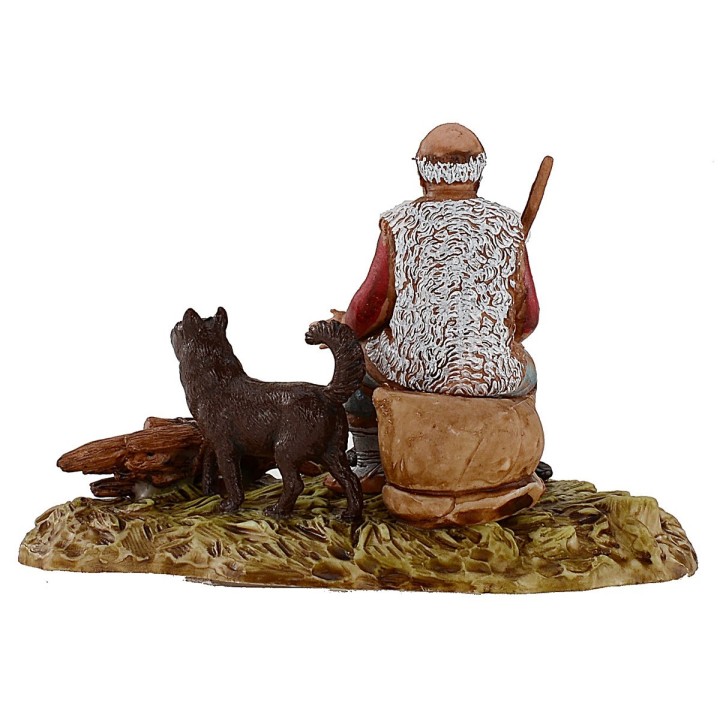 Shepherd with dog at the fire 10 cm series Landi Moranduzzo