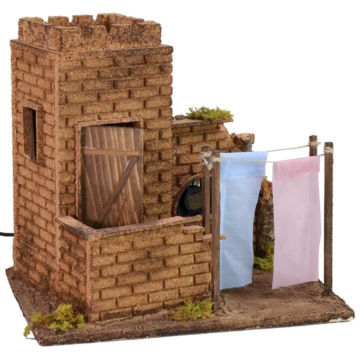 House with clothes hanging wind effect cm 27x19x24,5 h.