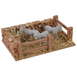 Recinto con asini per presepe - Animali presepio