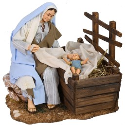 Maria con culla e bambino serie 30 cm Pigini