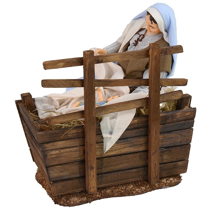 Natividad 30 cm Pigini María con cuna y San José de pie
