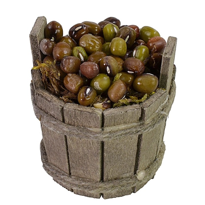 Wooden tub with olives cm ø 4x4 h
