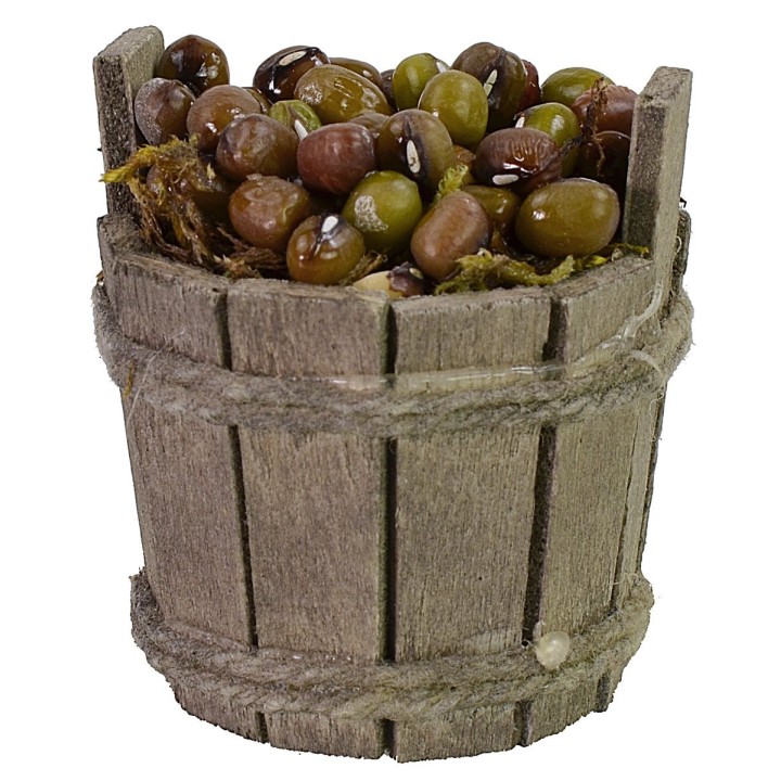 Wooden tub with olives cm ø 4x4 h