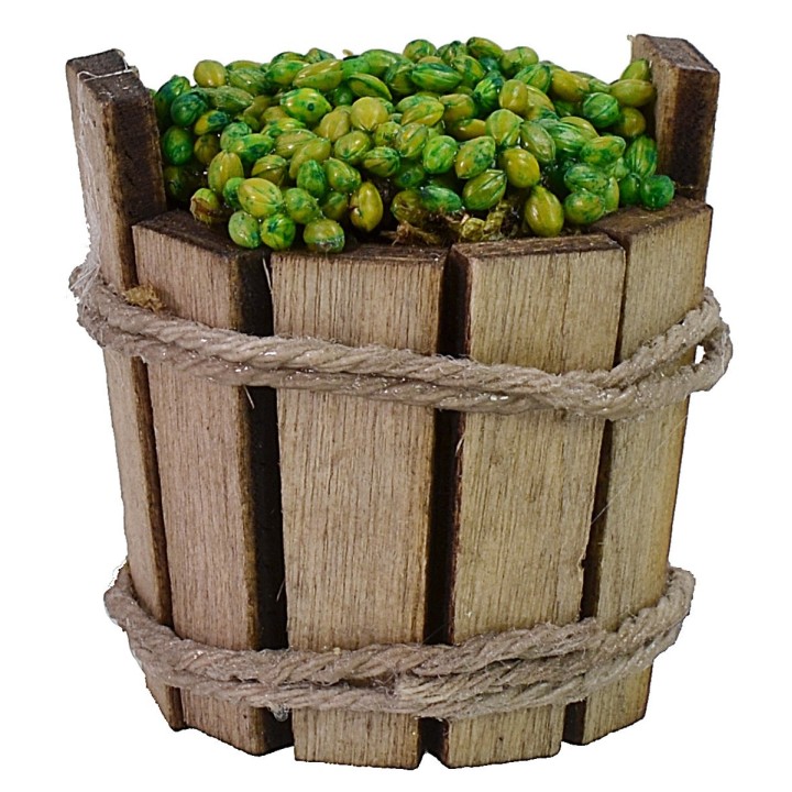 Tina de madera con aceitunas cm ø 3x3 h
