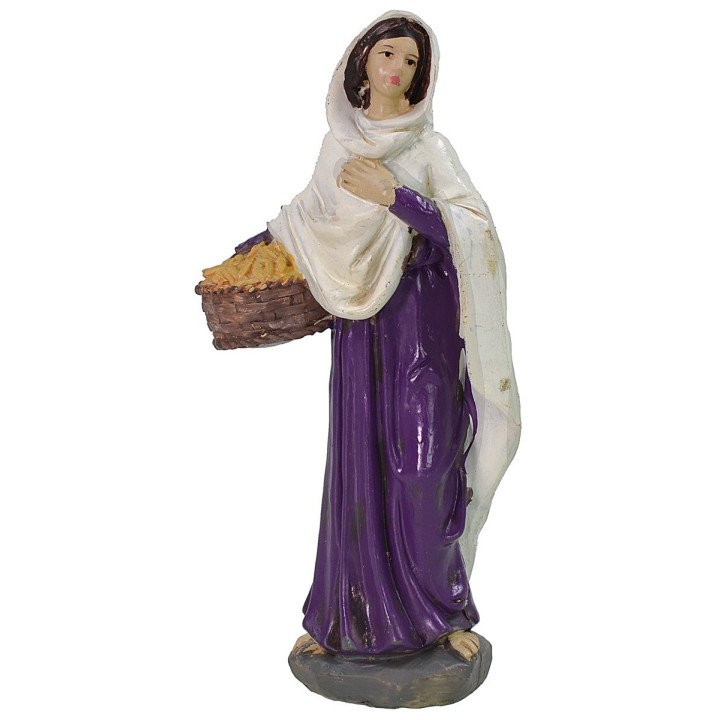 Resin woman with basket 20 cm