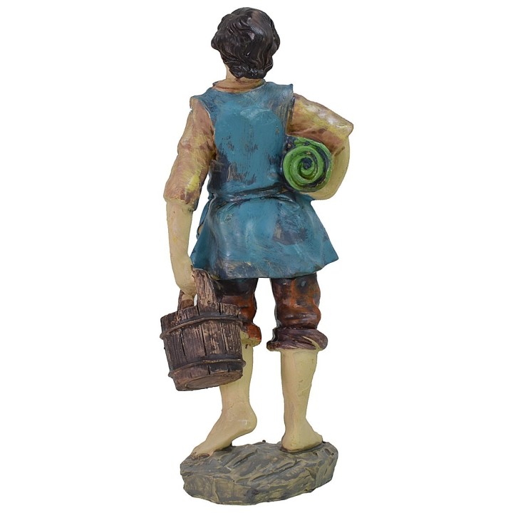 Resin boy with bucket and fabric 20 cm