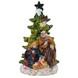 Nativity 5.5 cm in resin with tree 5.7x5.6x10.2 cm h