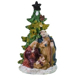 Nativity 5.5 cm in resin with tree 5.7x5.6x10.2 cm h