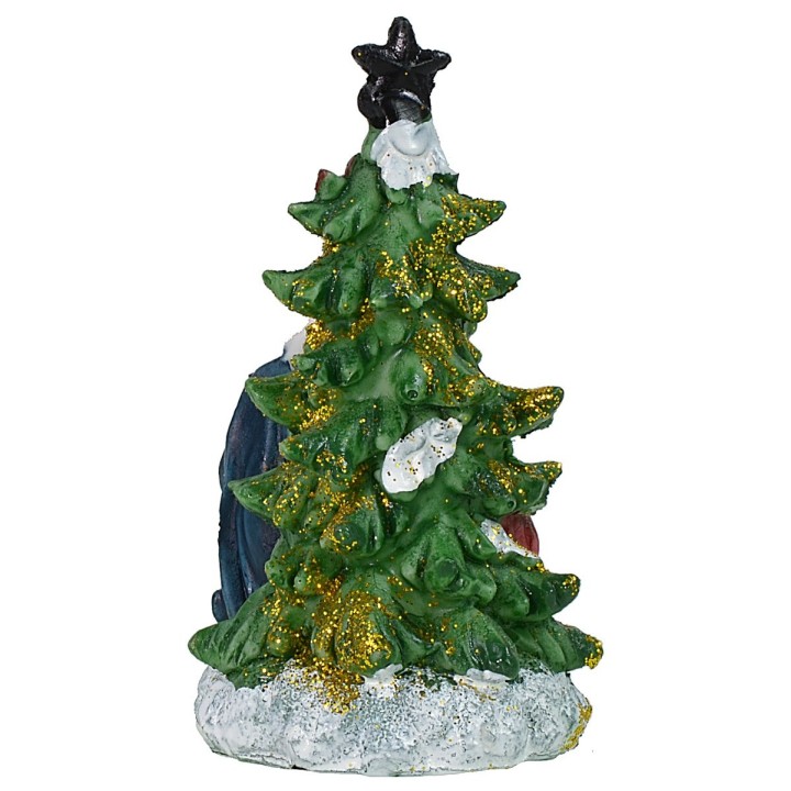 Natività 5,5 cm in resina con albero cm 5,7x5,6x10,2 h