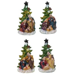 Set de 4 Natividades de 5,5 cm en resina con árbol de