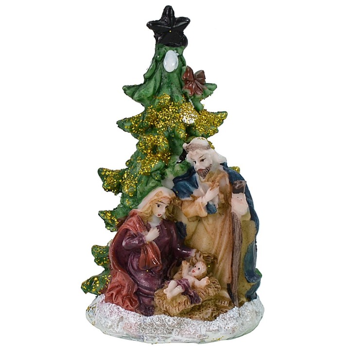 Set de 4 Natividades de 5,5 cm en resina con árbol de