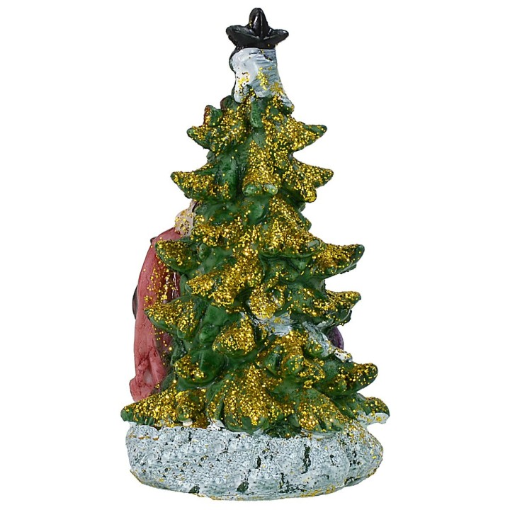 Natività 5,5 cm in resina con albero cm 5,7x5,6x10,2 h