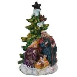Nativity 5.5 cm in resin with tree 5.7x5.6x10.2 cm h