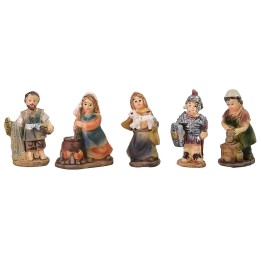 Set of 5 nativity scene resin statues 3 cm