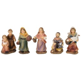 Set of 5 nativity scene resin statues 5 cm