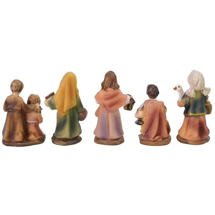 Conjunto de 5 estatuas de 5 cm en resina para belén.