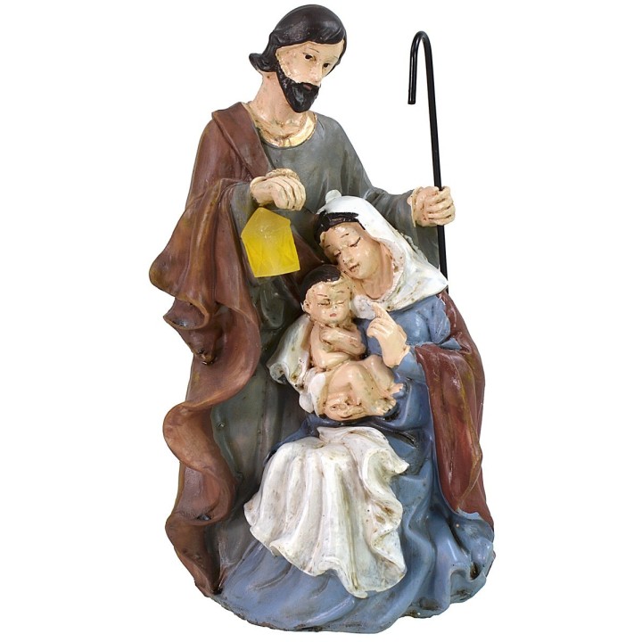Natività monoblocco in resina con lanterna a led funzionante cm
