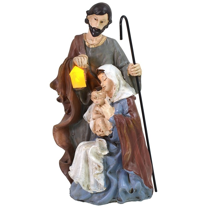 Natività monoblocco in resina con lanterna a led funzionante cm