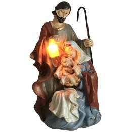 Natività monoblocco in resina con lanterna a led funzionante cm