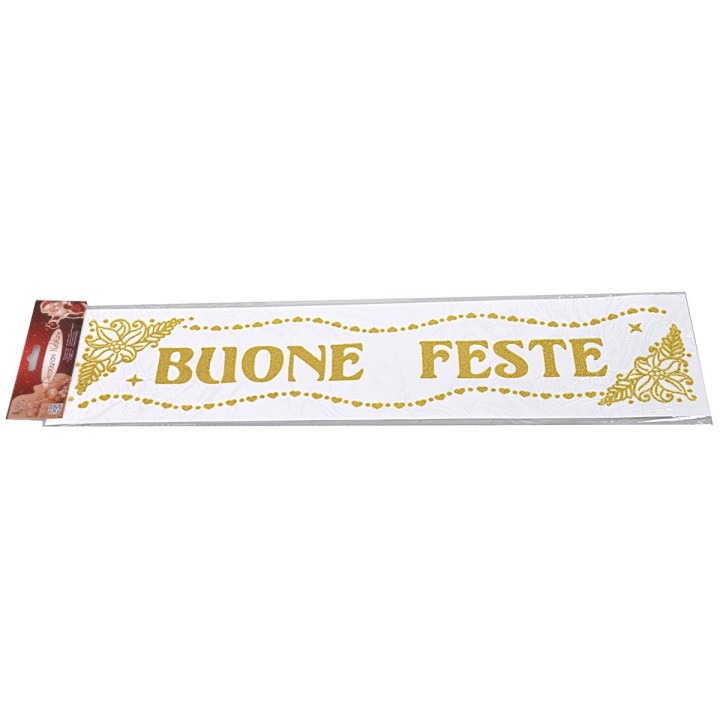 Glittery gold window sticker "Happy Holidays" cm 16x61