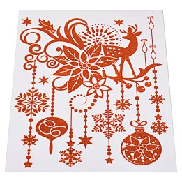 Vinilo rojo con purpurina y bolas de Navidad de 31x44 cm
