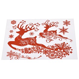 Adhesivo navideño con brillo y renos de 44x31 cm