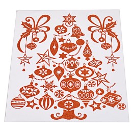 Vetrofania rossa glitterata con albero di Natale cm 31x44h