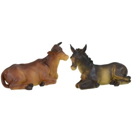 Bue y burro de resina para estatuas de 24-30 cm