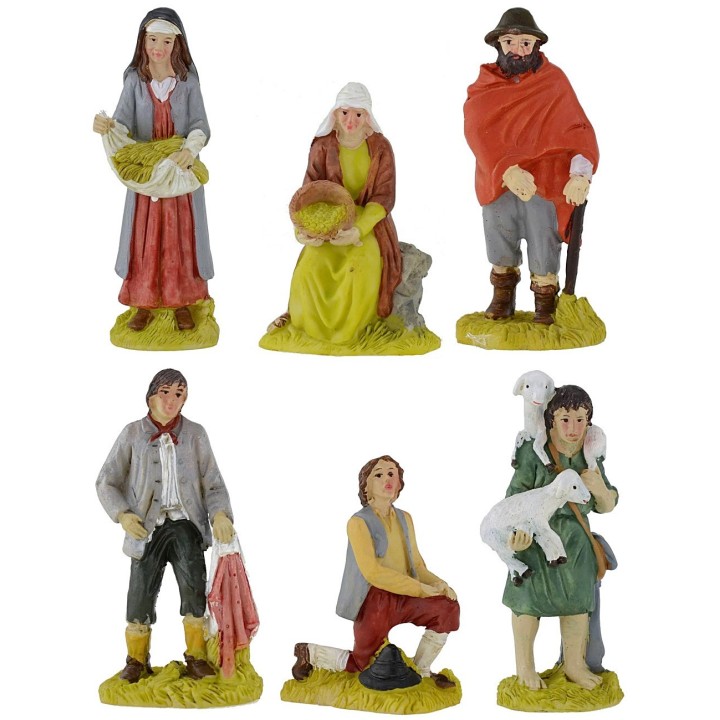 Set of 6 resin statues 9 cm
