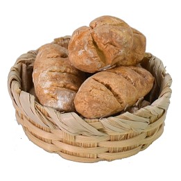 Cesto in vimini con pane ø 3 cm -Articoli per presepe