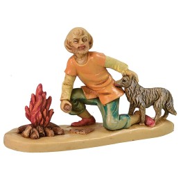 Pastore e cane al fuoco serie lux 12 cm in pvc