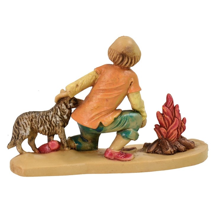 Pastor y perro al fuego serie lux 12 cm en pvc