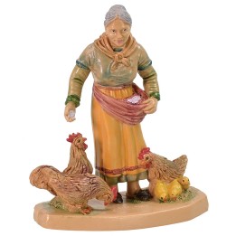 Contadina con galline lux 12 cm in pvc