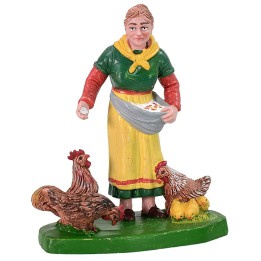 Contadina con galline color 12 cm in pvc
