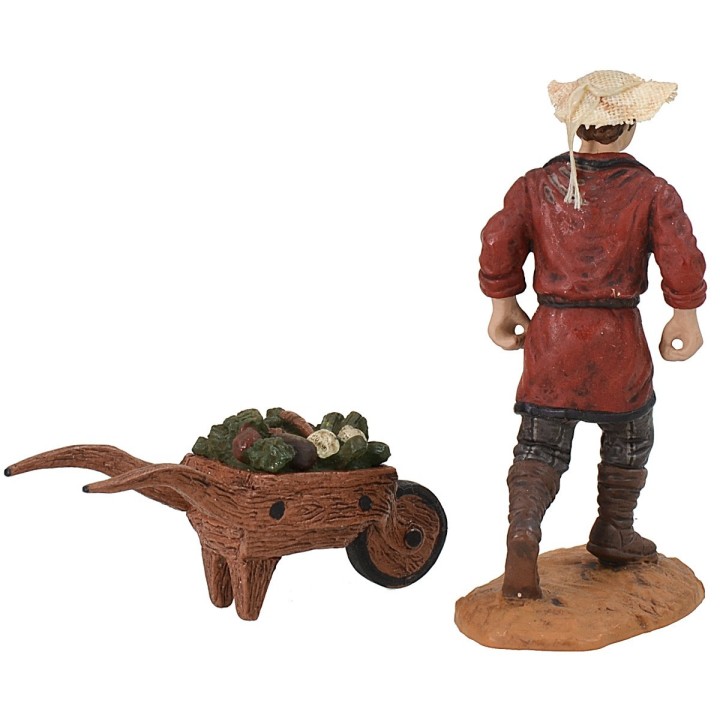 Man with wheelbarrow of vegetables cm 10 Oliver