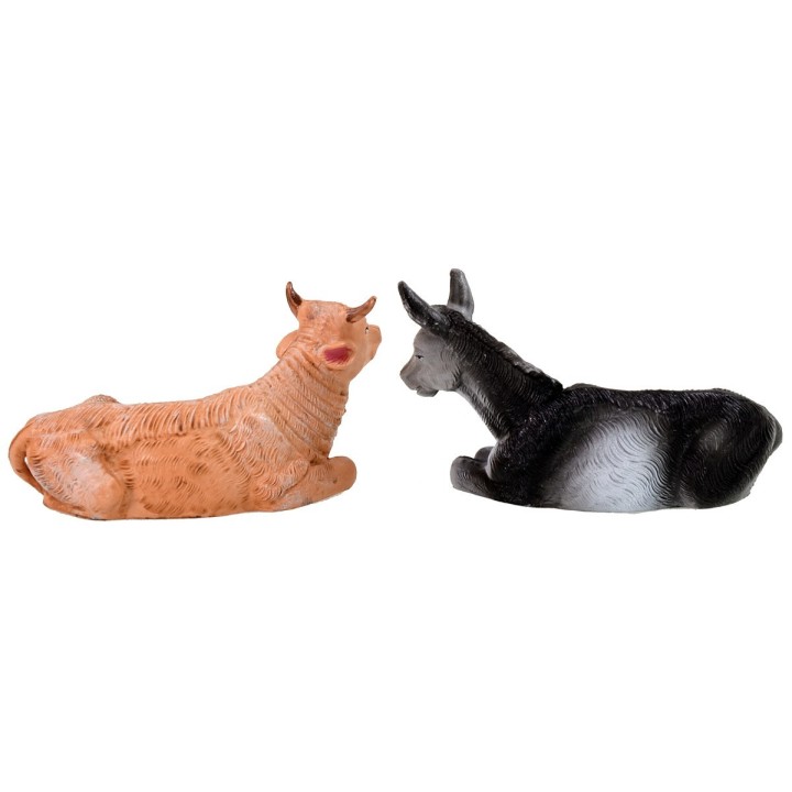 Ox and donkey color series 12 cm in pvc