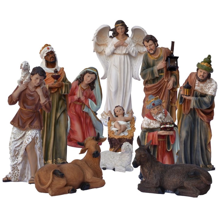 Set 11 personaggi con Natività in resina 60 cm