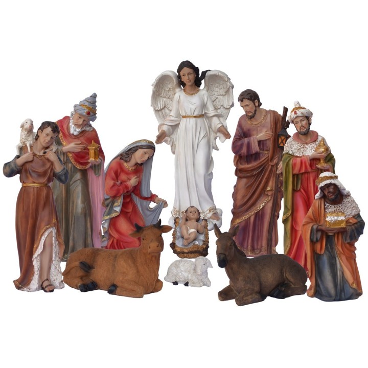 Set 11 statue con Natività 40 cm in resina