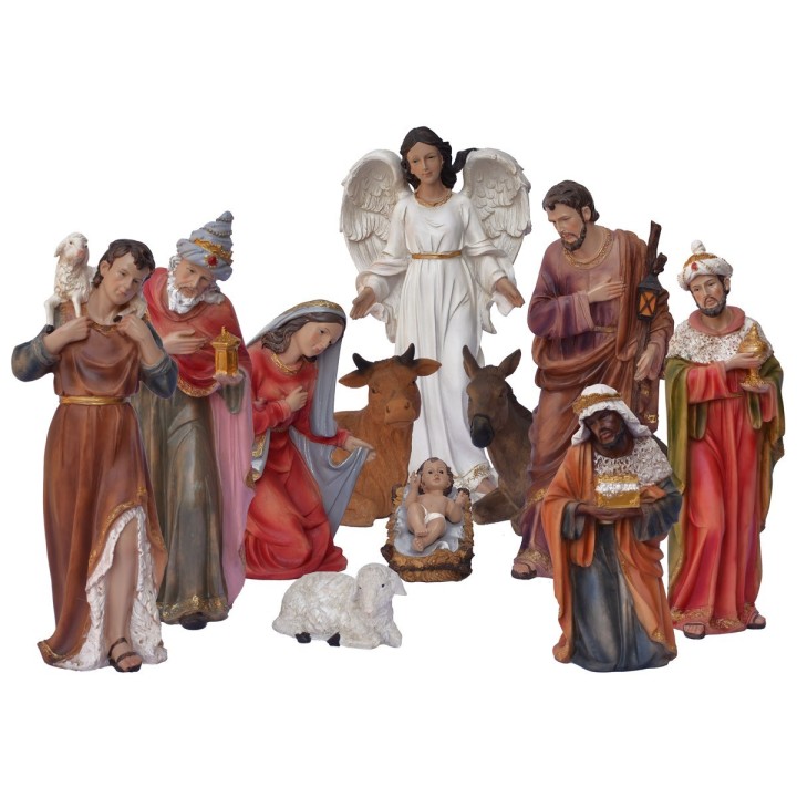Set 11 statue con Natività 40 cm in resina