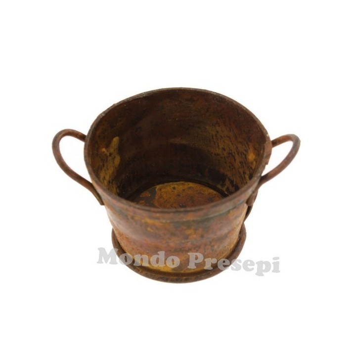 Round antiqued tub 3 cm in metal