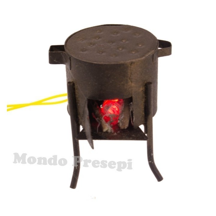 Brasero con led ef. fuego completo de alimentador