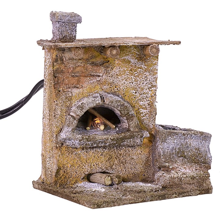 Forno effetto fuoco per Presepe cm 7,5x6,5x9,5 h