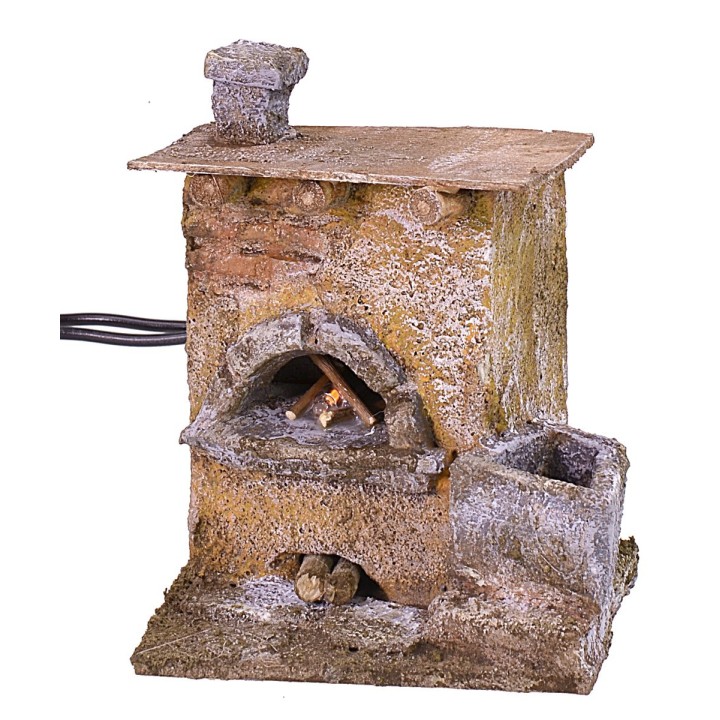 Forno effetto fuoco per Presepe cm 7,5x6,5x9,5 h