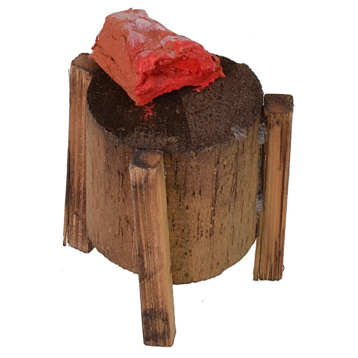 Bloque de carnicero de madera con carne h. 