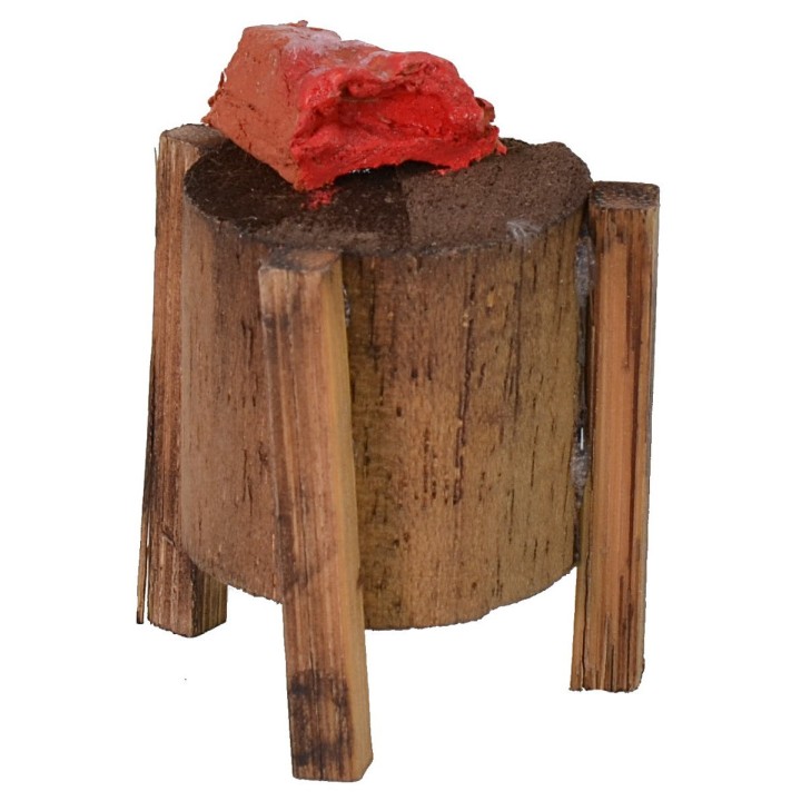 Bloque de carnicero de madera con carne h. 